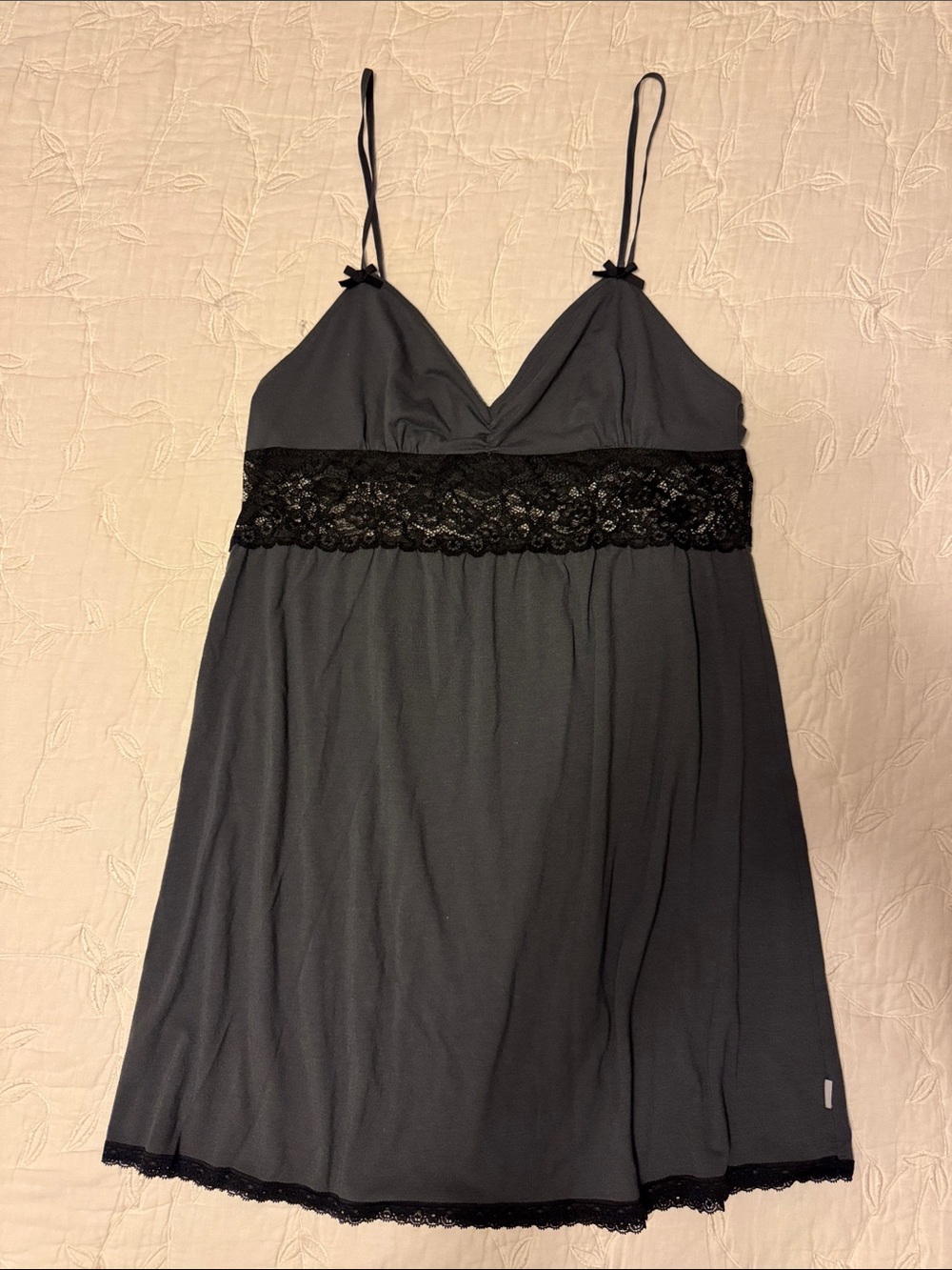 Gilligan & O'Malley Charcoal Chemise with Black Lace Trim